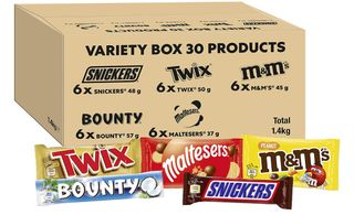 Mars 30 bar Variety box, including Twix, Bounty, Maltesers, M&M's and Snickers at Amazon