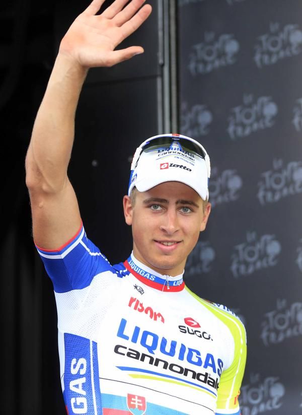 Peter Sagan (Liquigas-Cannondale) on the podium in Seraing.