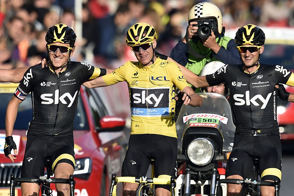 Chris Froome celebrates his Tour de France victory