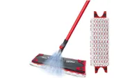 Vileda-spray-mop in red with photo of head