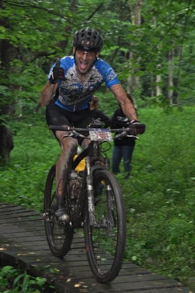 Bob Rodgers gives a thumbs up during the men's 100-miler at the Mohican 100.
