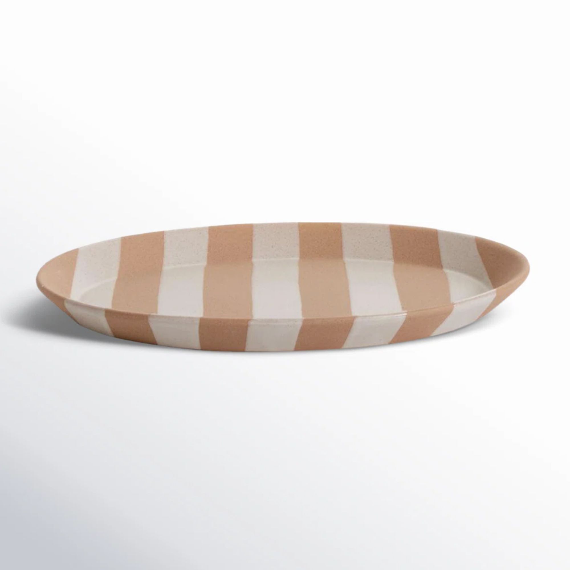 pink and white striped serving platter