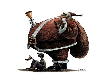 Editorial cartoon Christmas Santa Claus