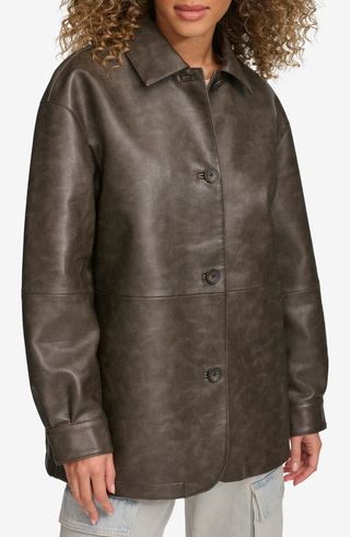 Oversize Faux Leather Relaxed Jacket