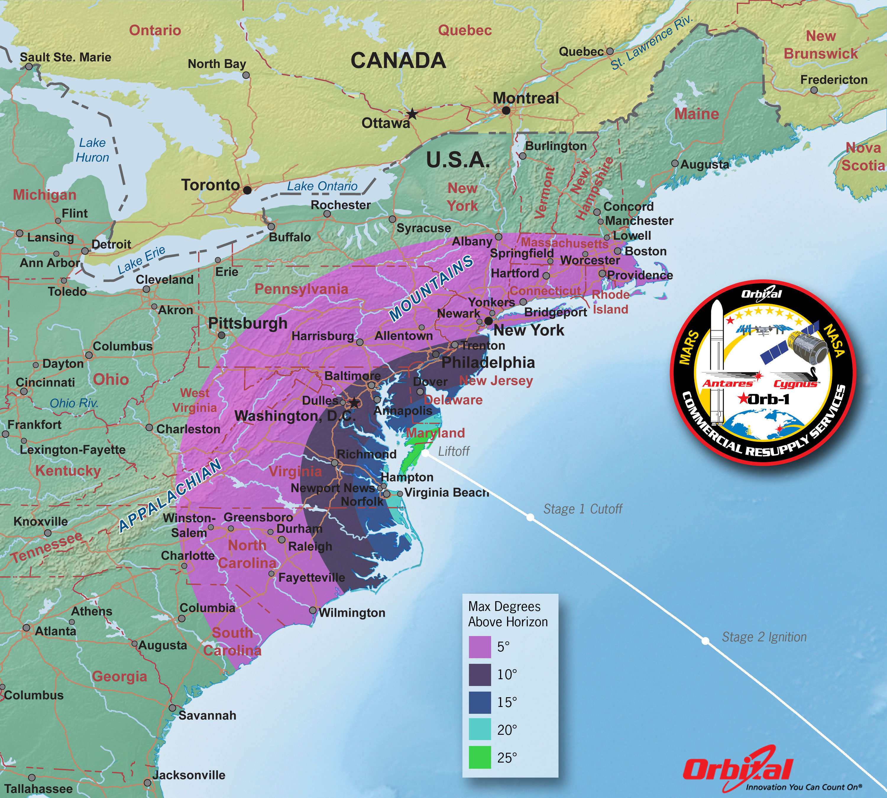 Orbital Sciences Launch Viewing Elevation 