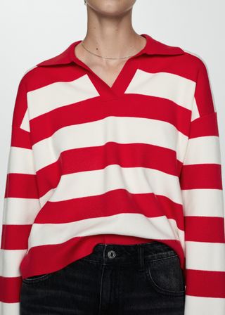 Mango, Striped Polo-Neck Sweater