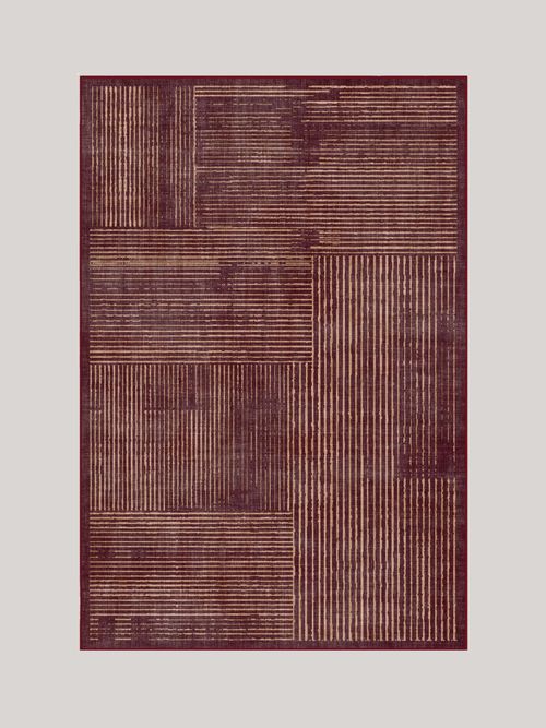 Linear Oasis Rust Red Rug