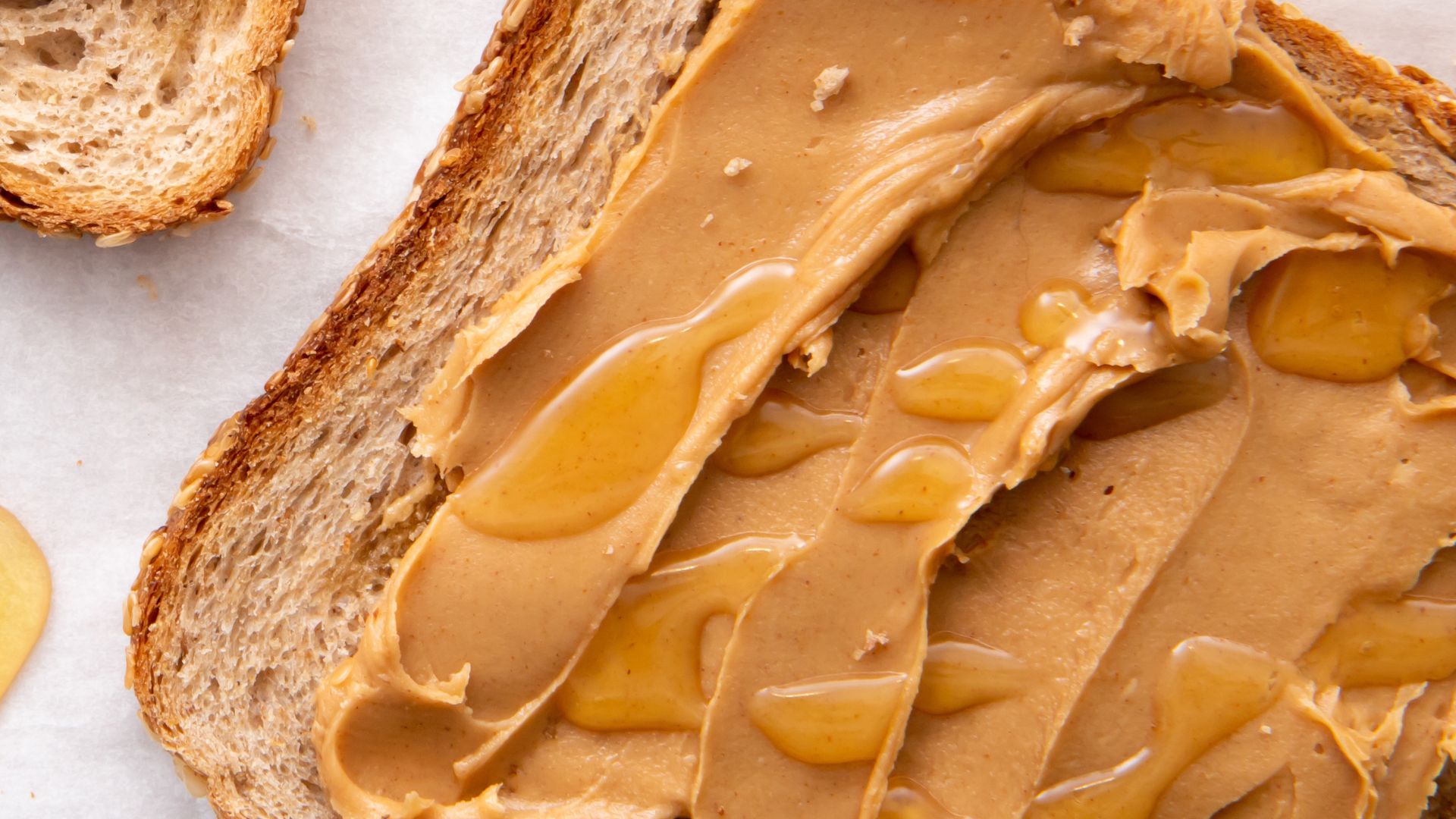 Smooth peanut butter on toast