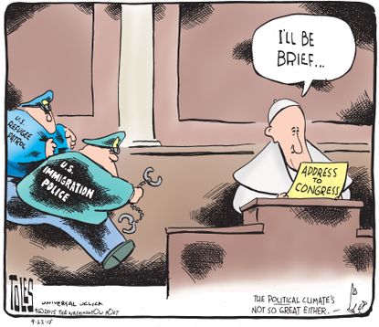 Editorial cartoon Religion Pope Immigration