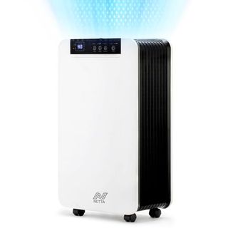 Netta 12l/day Low Energy Dehumidifier - Digital Control Panel, Air Filter, Continuous Drainage, Auto Restart, Timer, 1.5l Water Tank - for Home & Office, Damp Mould Control, Laundry Cloth Drying