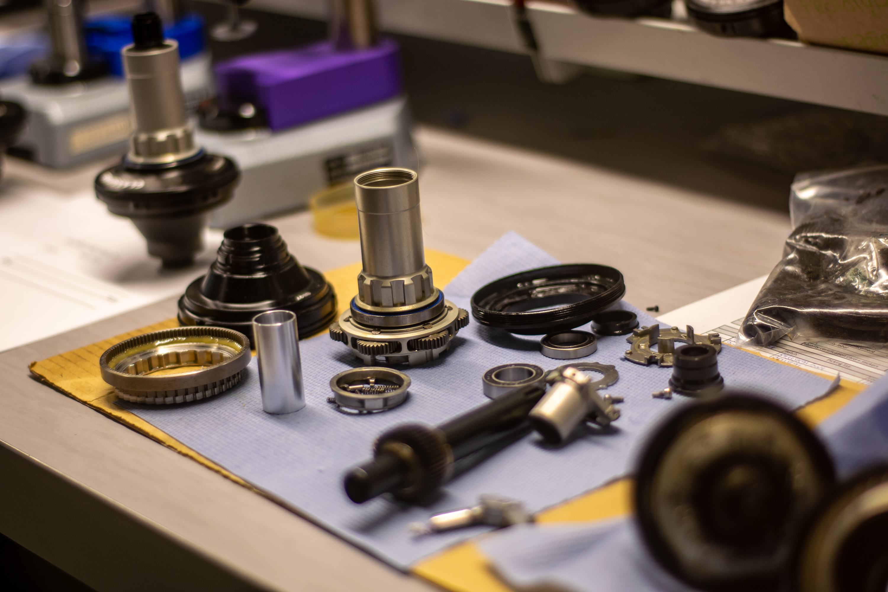 A Classified Powershift hub on a workbench