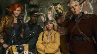 Picture of the main Borderlands cast in a production still.