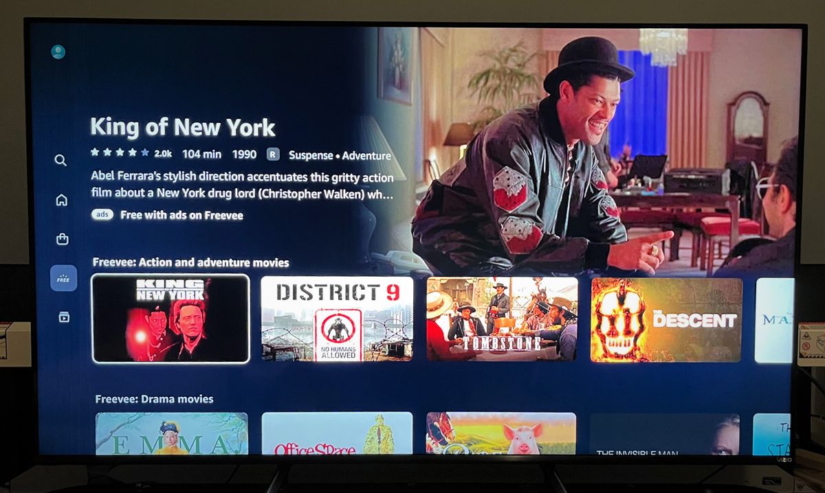 Screenshot of Amazon Freevee onscreen TV interface