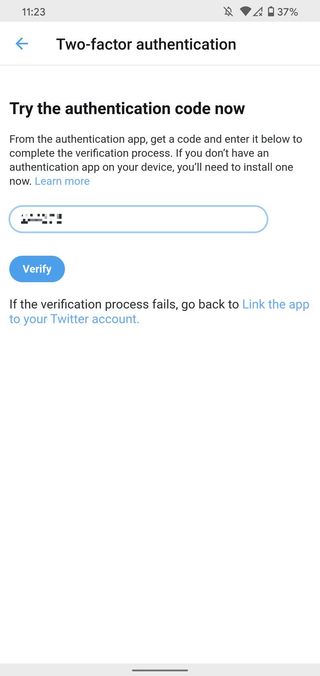 Setting up two-factor authentication on Twitter