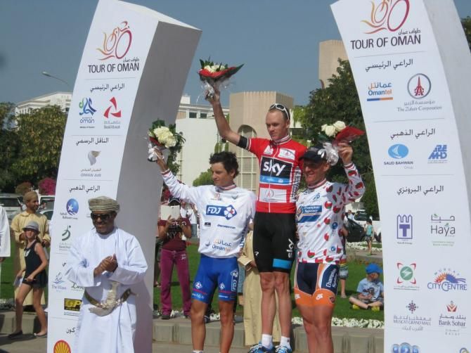 The podium at the Tour of Oman after stage 5