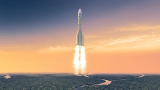 Artist's illlustration of Europe's Ariane 6 rocket launching into space.