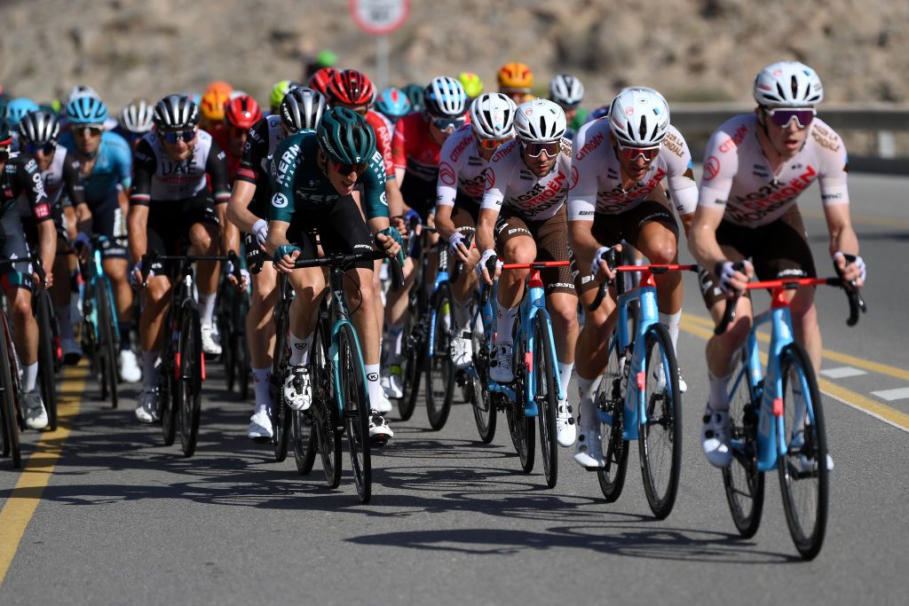 YITTI HILLS OMAN FEBRUARY 14 Andrea Vendrame of Italy and Ag2R Citroen Team competes during the 12th Tour of Oman 2023 Stage 4 a 2049km stage from Izki to Yitti Hills 147m TourofOman on February 14 2023 in Yitti Hills Oman Photo by Alex BroadwayGetty Images