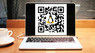 Linux QR code on laptop