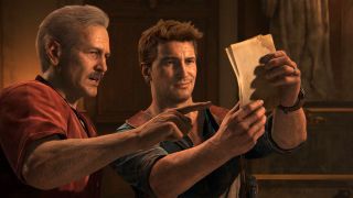 Uncharted-Protagonist Nathan Drake untersucht ein Artefakt