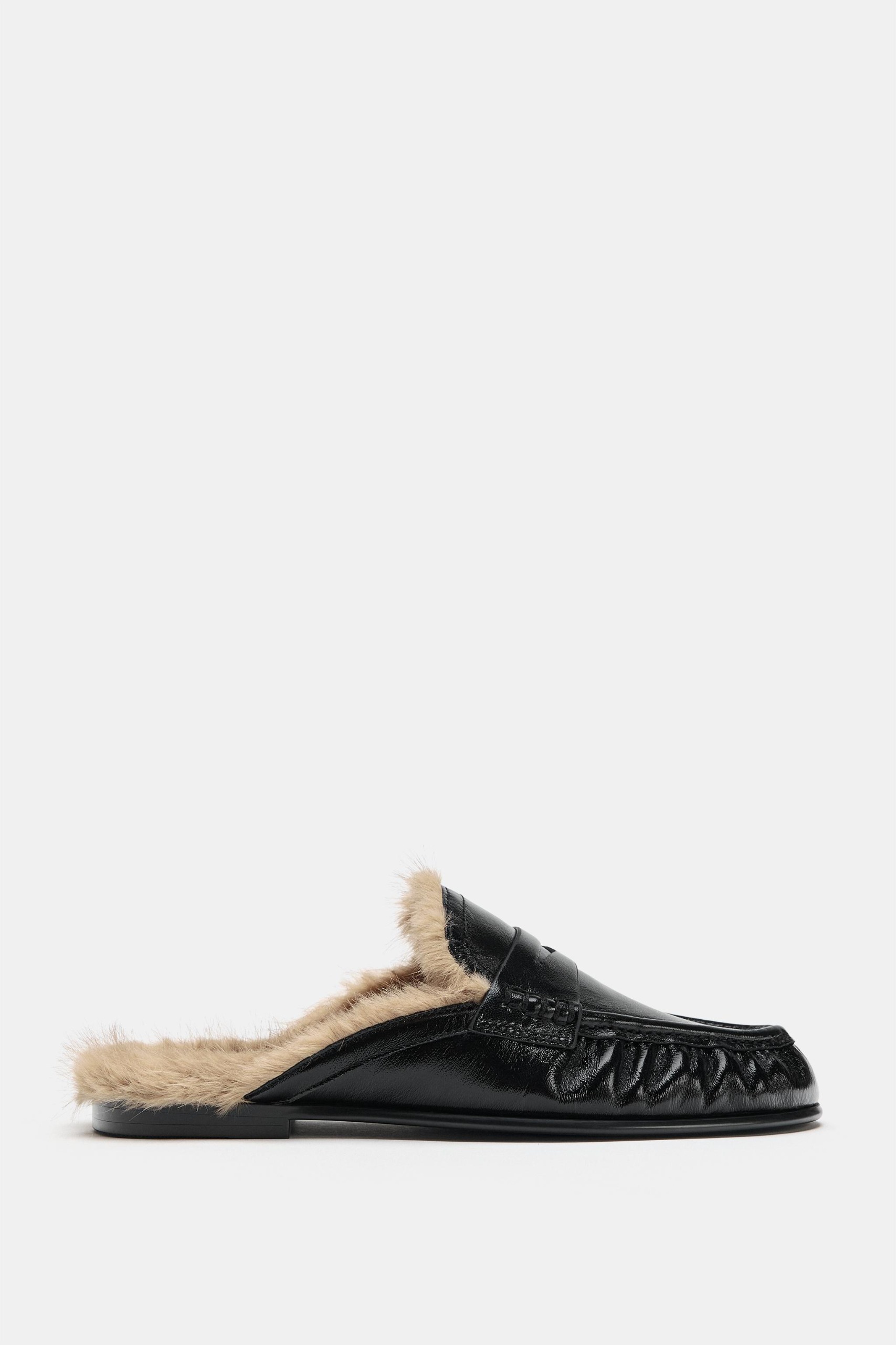 Leather Mule Loafers - Black - 2