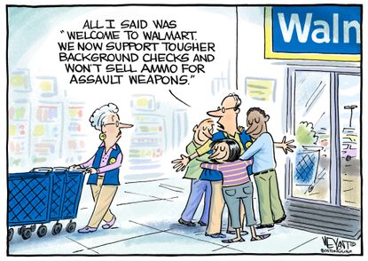 Editorial Cartoon U.S. Walmart background checks mass shooting epidemic