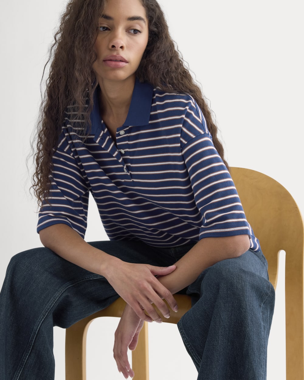 Pique Boxy Polo | Estate Blue/henna/gardenia - Xxs