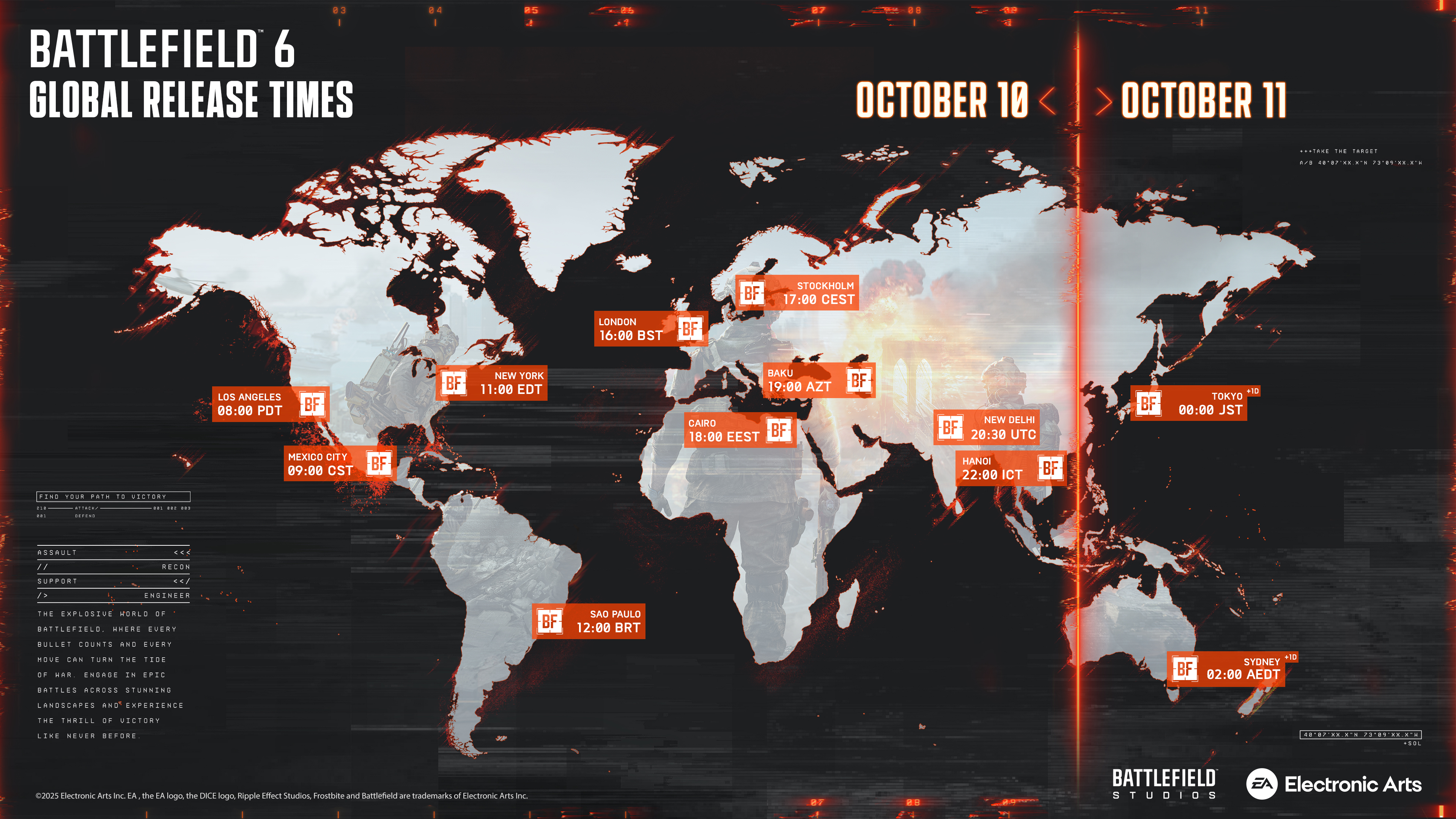 The official release dates and launch times for Battlefield 6.