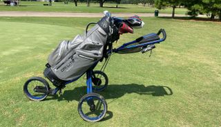 Big Max Dri Lite Silencio 2 Golf Cart Bag on a cart
