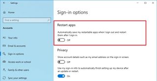 Restart apps disabled