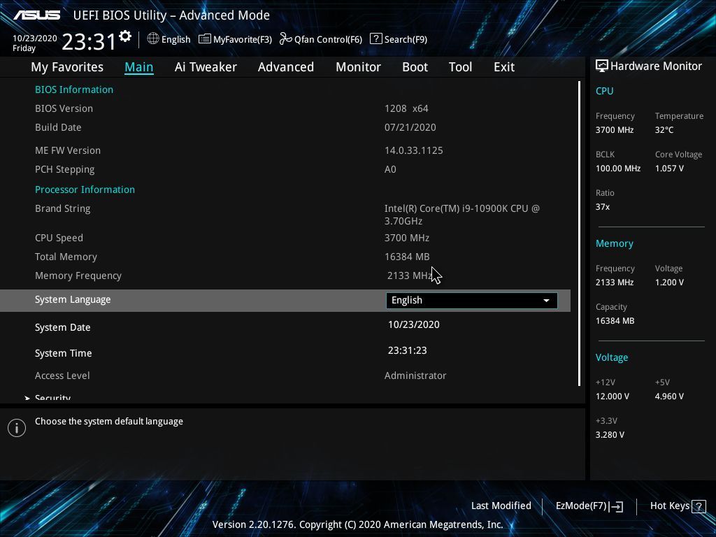 Asus Prime Z490M-Plus BIOS