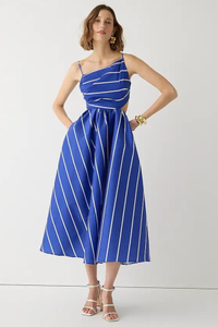 J.Crew Collection Side-Cutout Midi Dress in Striped Taffeta $228