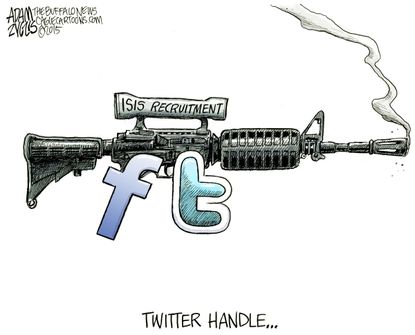 Editorial cartoon World ISIS Recruitment Social Media