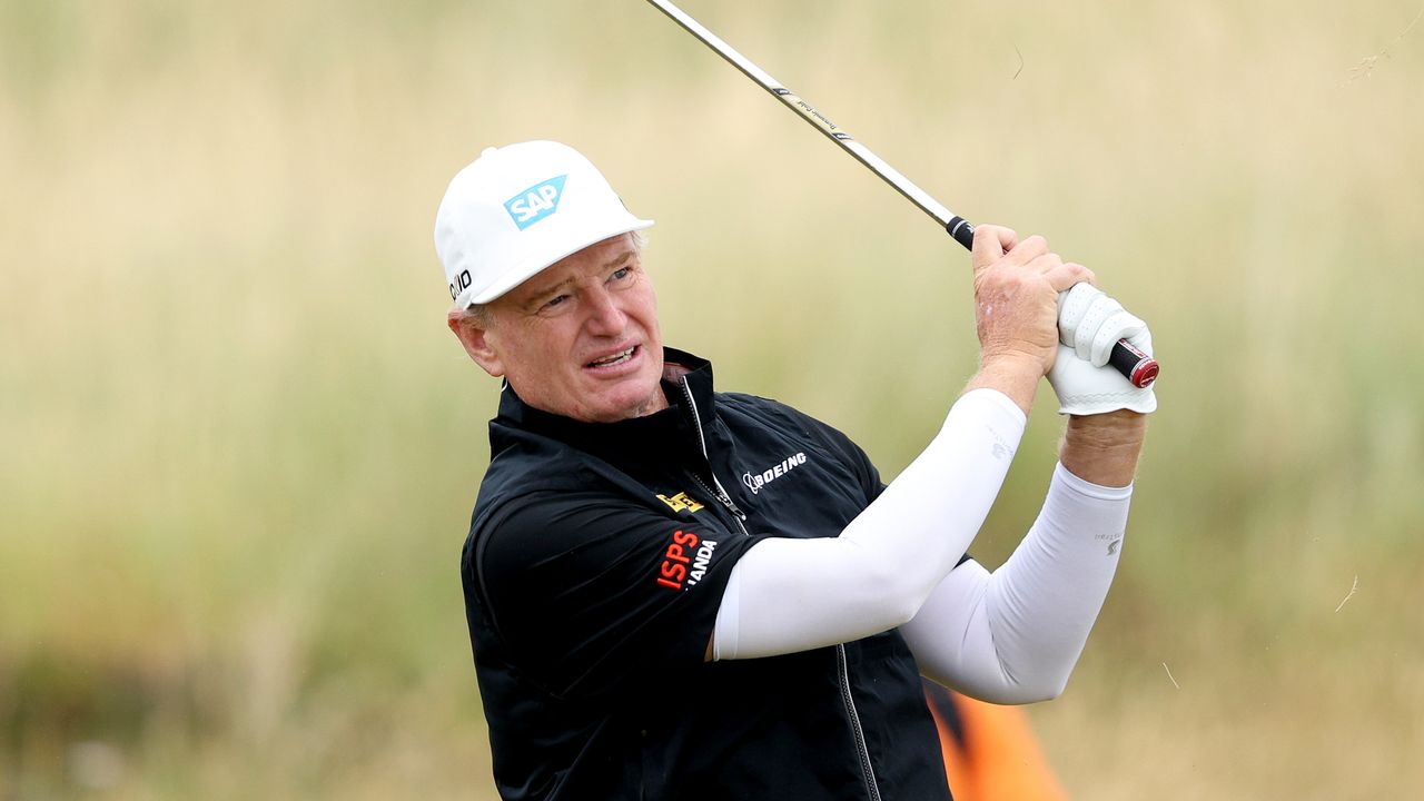 Ernie Els plays an iron shot