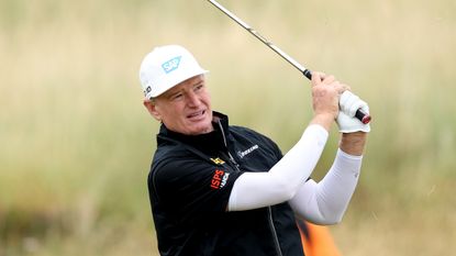 Ernie Els plays an iron shot