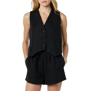 The Drop Esma Linen Vest, Black, S