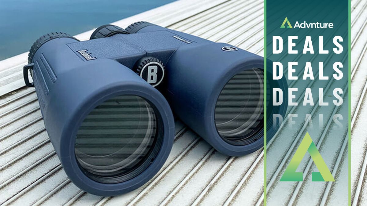 Bushnell H20 binoculars on wooden deck