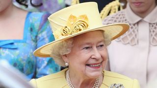 Queen Elizabeth II following the marriage of Prince William, Duke of Cambridge and Catherine, Duchess of Cambridge at Westminster Abbey on April 29, 2011