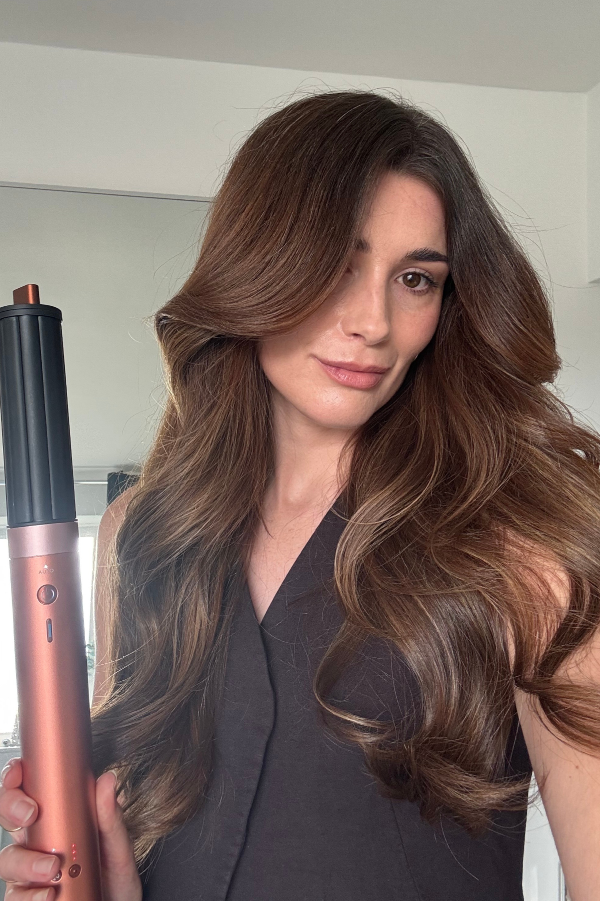 Eleanor with her hair styled using the Dyson Airwrap