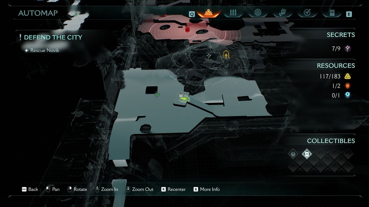 Doom: The Dark Ages Siege Part 2 secrets - A map showing the exact location of a ruby item in the hangar area.
