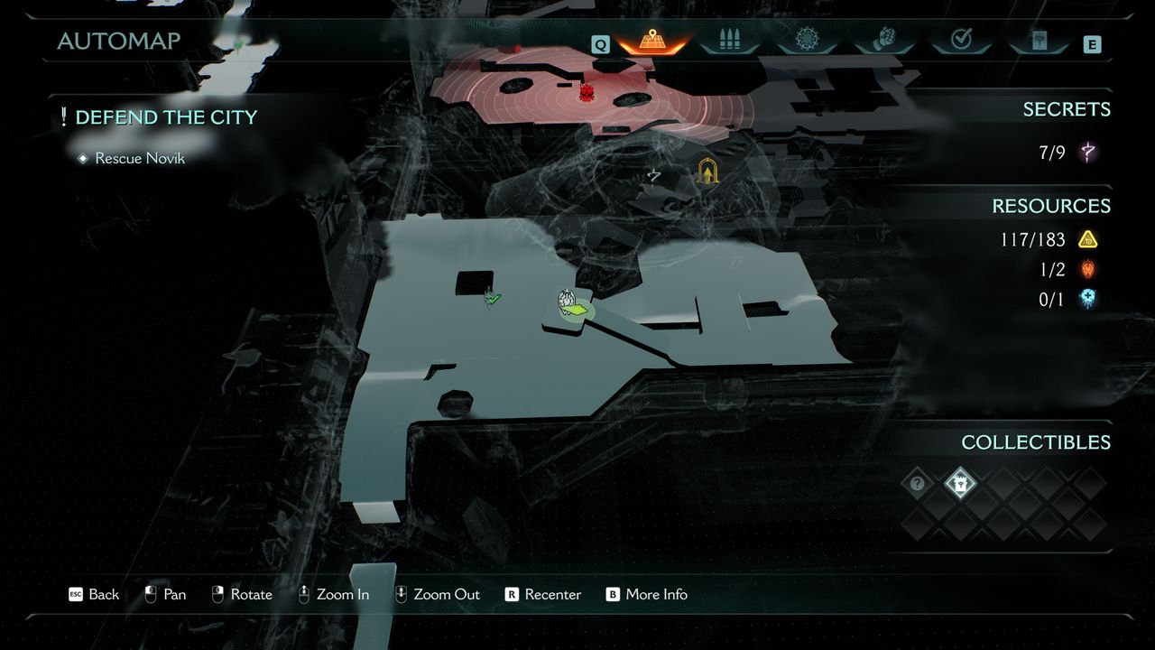 Doom: The Dark Ages Siege Part 2 secrets - A map showing the exact location of a ruby item in the hangar area.