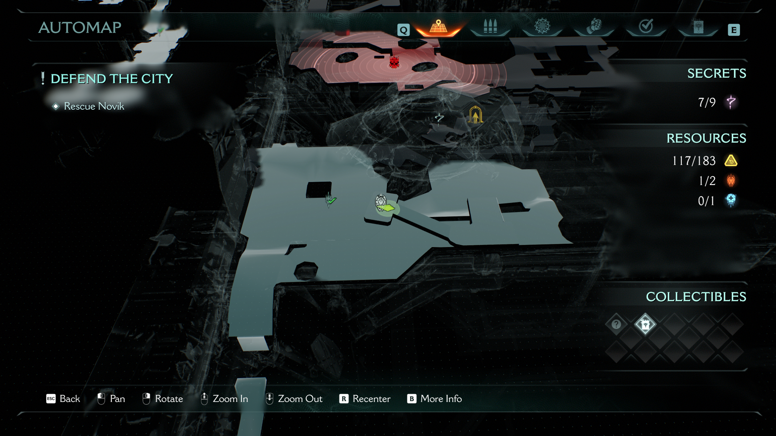Doom: The Dark Ages Siege Part 2 secrets - A map showing the exact location of a ruby item in the hangar area.