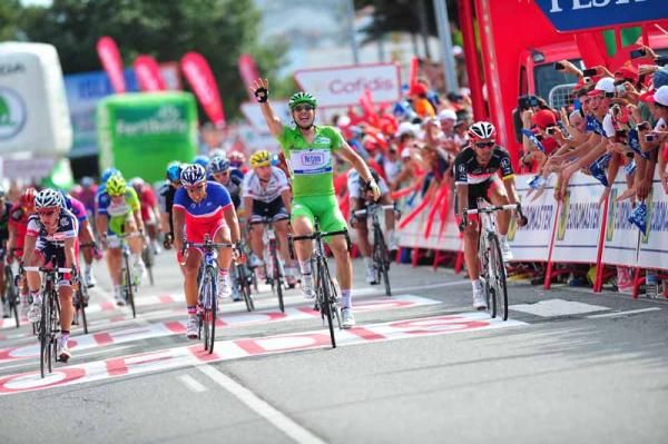 John Degenkolb (Argos-Shimano) takes his fourth stage win on stage 10 of the Vuelta to Sanxenxo