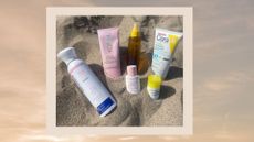 an image of Beauty team reliable SPFs from shoot in sand