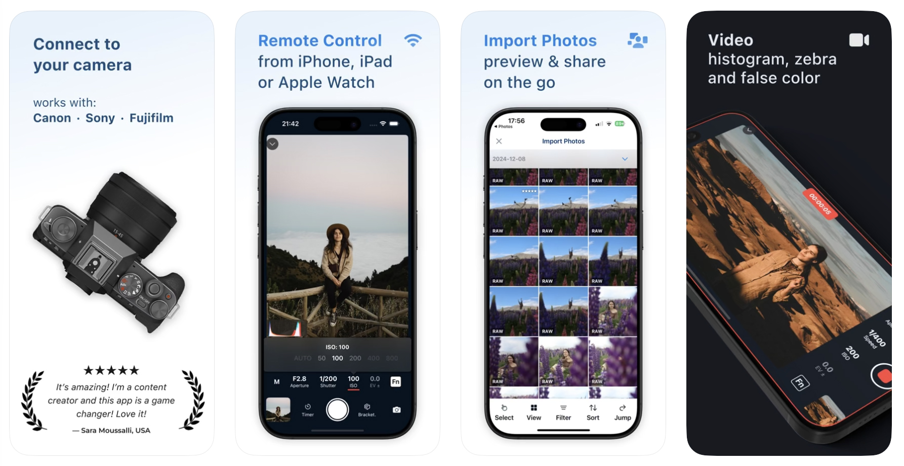 The Shutter+ 5.0 camera app screenshots