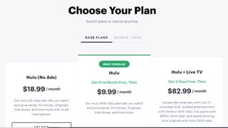 Choose your plan Hulu page.