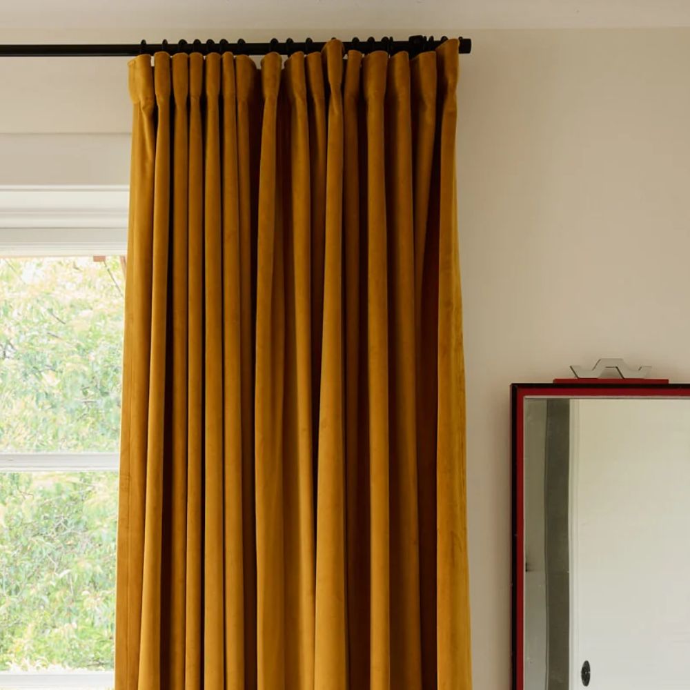 Made-to-Measure Black-Out Velvet Curtain, Mustard