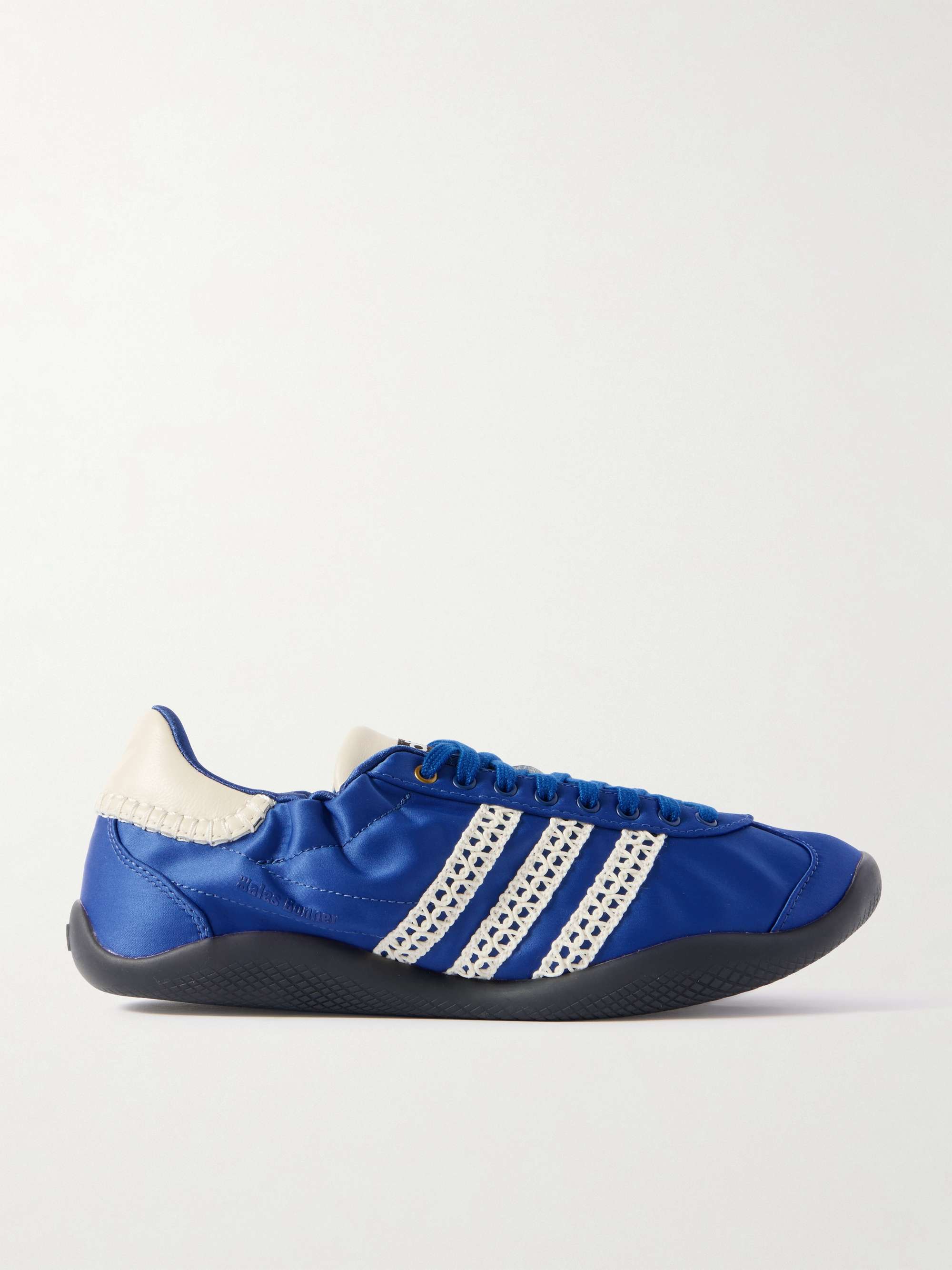 + Wales Bonner Karintha Leather and Crochet-Trimmed Satin Sneakers
