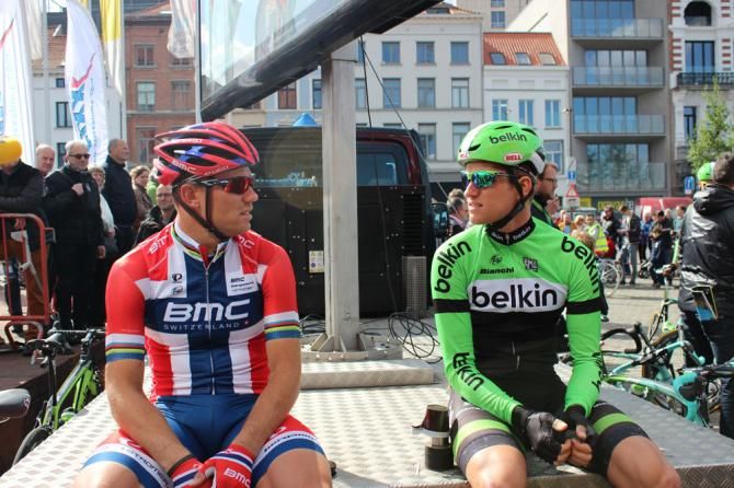 Thor Hushovd (BMC) and Theo Bos (Belkin)