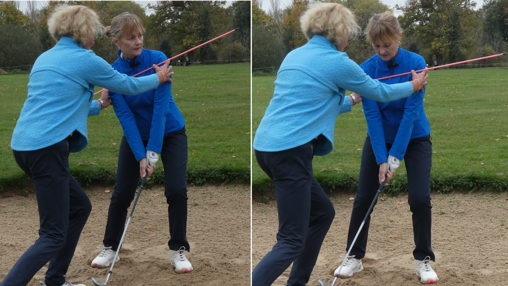 Alison Root having a bunker lesson
