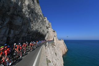 SANREMO ITALY MARCH 23 Roy Curvers of The Netherlands and Team Sunweb Mediterranean Sea Landscape Peloton Helicopter during the 110th MilanSanremo 2019 a 291km race from Milan to Sanremo MilanSanremo on March 23 2019 in Sanremo Italy Photo by Tim de WaeleGetty Images